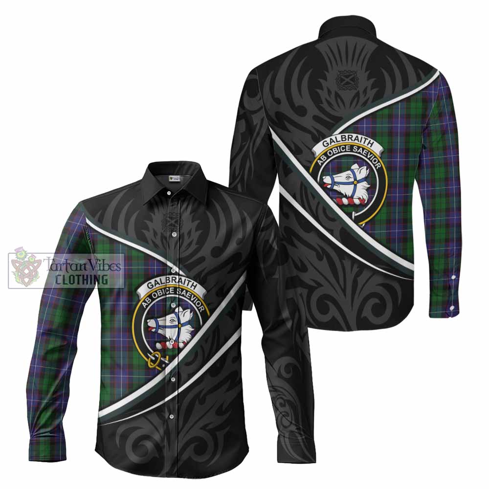 Galbraith Tartan Family Crest Long Sleeve Button Shirts Celtic Scottish Thistle Floral - Tartan Vibes Clothing