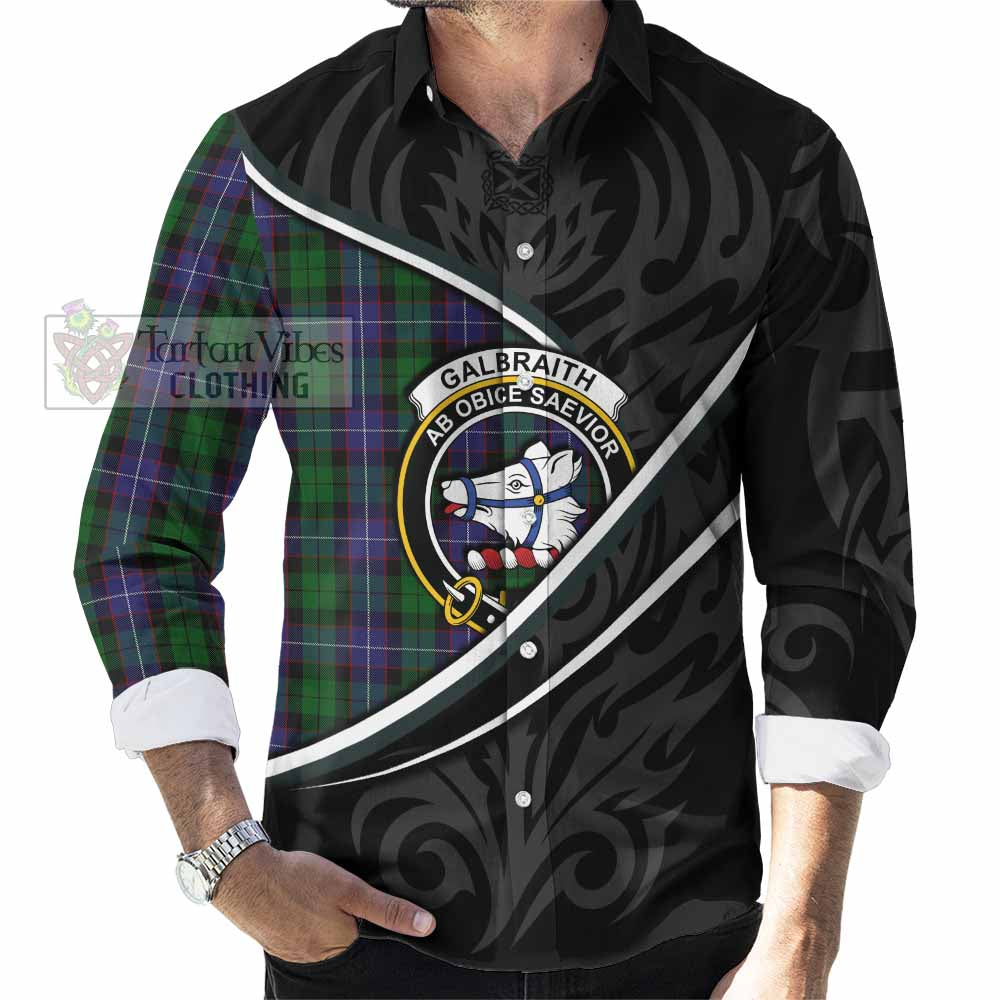 Galbraith Tartan Family Crest Long Sleeve Button Shirts Celtic Scottish Thistle Floral - Tartan Vibes Clothing