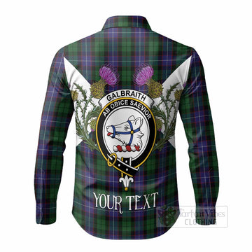 Galbraith Tartan Family Crest Long Sleeve Button Shirts Scottish Burns Night Thistle Floral