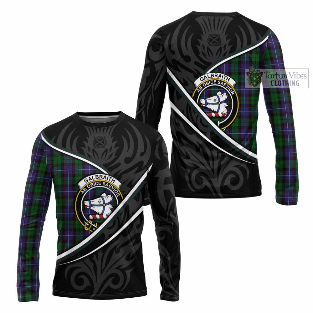 Galbraith Tartan Family Crest Long Sleeve T-Shirt Celtic Scottish Thistle Floral - Tartan Vibes Clothing