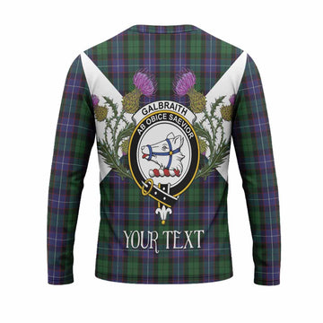 Galbraith Tartan Family Crest Long Sleeve T-Shirt Scottish Burns Night Thistle Floral