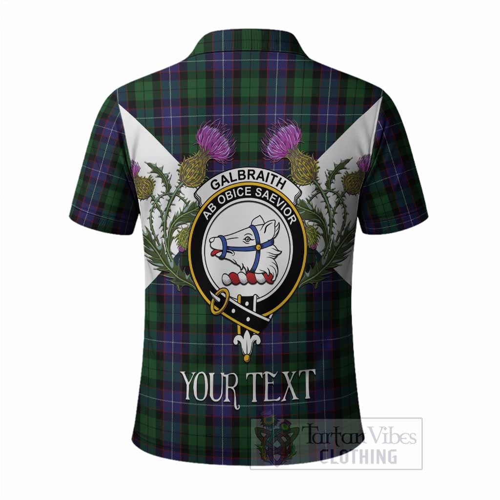 Galbraith Tartan Family Crest Polo Shirt Scottish Burns Night Thistle Floral
