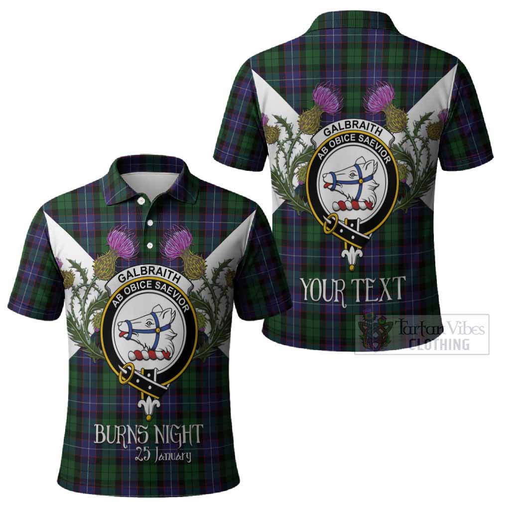 Galbraith Tartan Family Crest Polo Shirt Scottish Burns Night Thistle Floral
