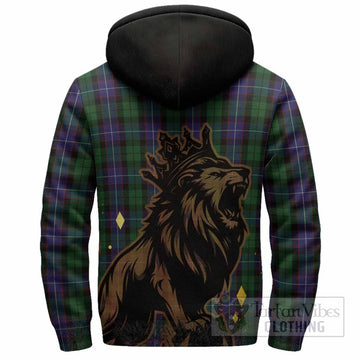 Galbraith Tartan Family Crest Sherpa Hoodie Crowned Lion Roaring