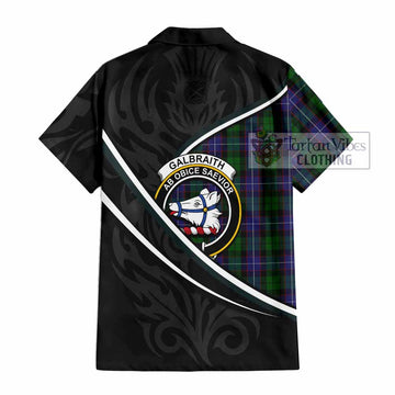 Galbraith Tartan Family Crest Hawaiian Shirt Celtic Scottish Thistle Floral