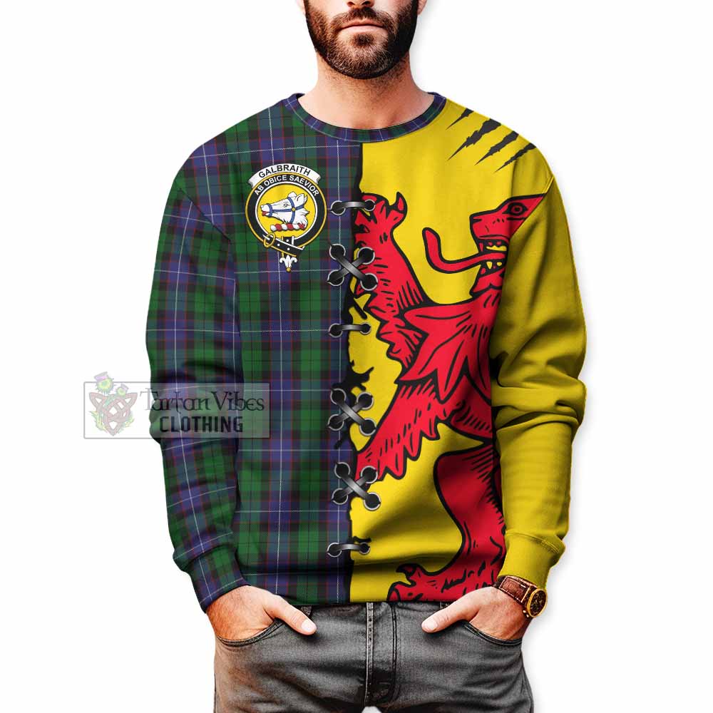 Galbraith Tartan Family Crest Sweatshirt Lion Rampant Honor - Tartan Vibes Clothing