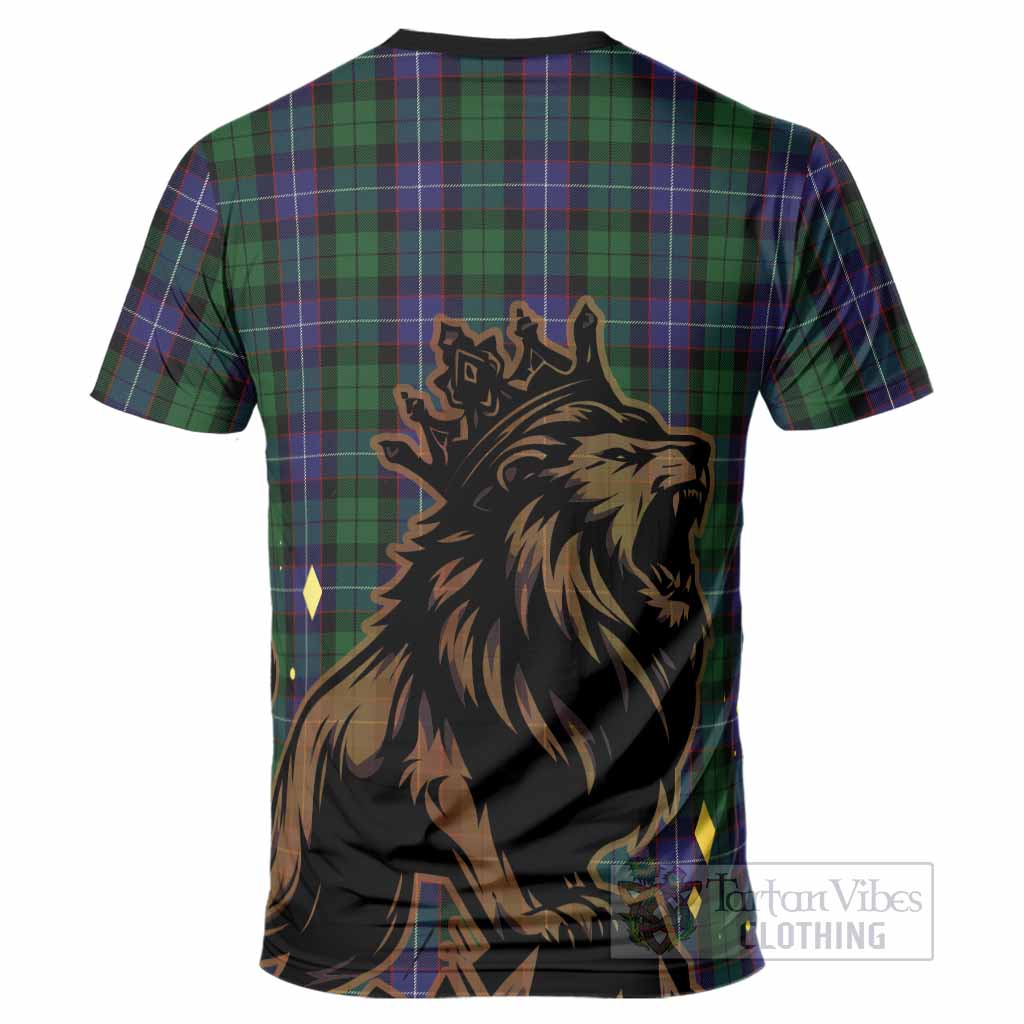 Galbraith Tartan Family Crest T-Shirt Crowned Lion Roaring