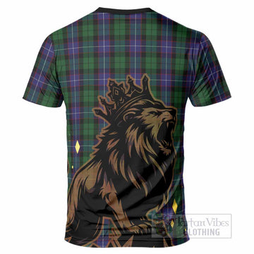 Galbraith Tartan Family Crest T-Shirt Crowned Lion Roaring