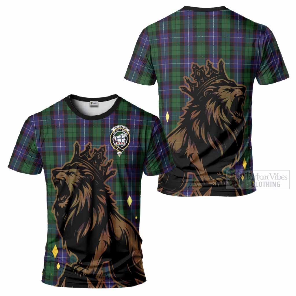 Galbraith Tartan Family Crest T-Shirt Crowned Lion Roaring