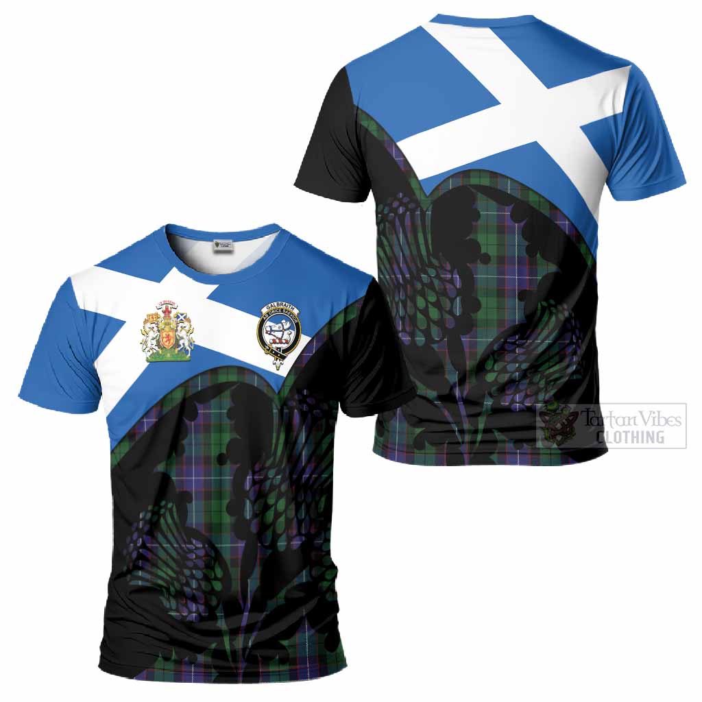 Galbraith Tartan Family Crest T-Shirt Scotland Thistle Floral Flag Style