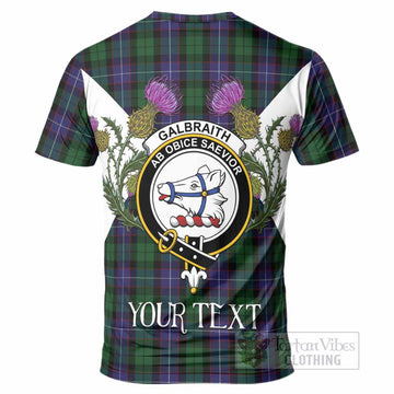 Galbraith Tartan Family Crest T-Shirt Scottish Burns Night Thistle Floral