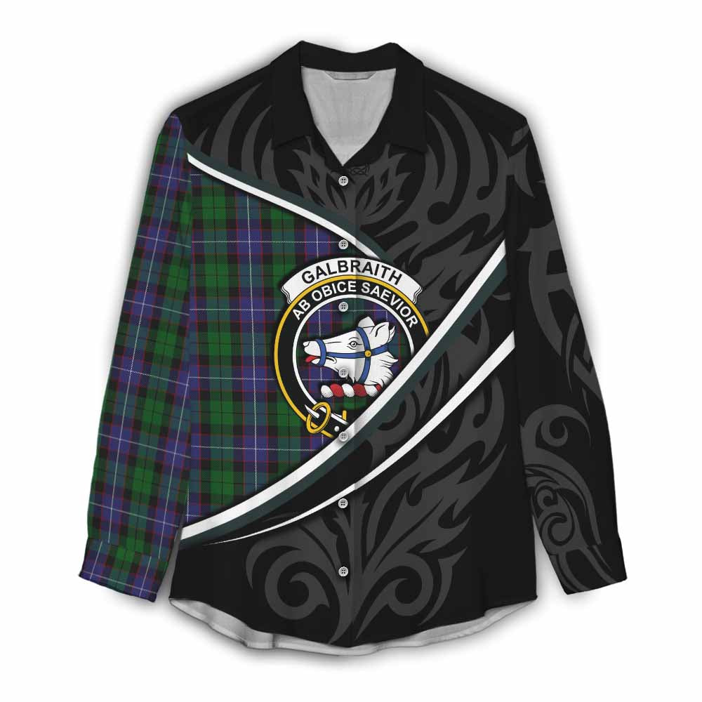 Galbraith Tartan Family Crest Women Casual Shirt Celtic Scottish Thistle Floral - Tartan Vibes Clothing