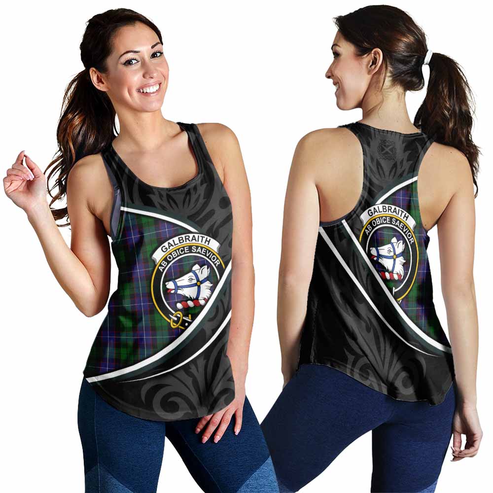 Galbraith Tartan Family Crest Women Racerback Tanks Celtic Scottish Thistle Floral - Tartan Vibes Clothing