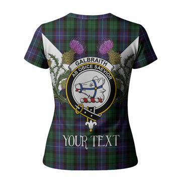 Galbraith Tartan Family Crest Women T shirt Scottish Burns Night Thistle Floral