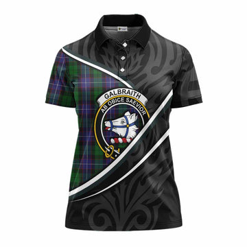 Galbraith Tartan Family Crest Women's Polo Shirt Celtic Scottish Thistle Floral