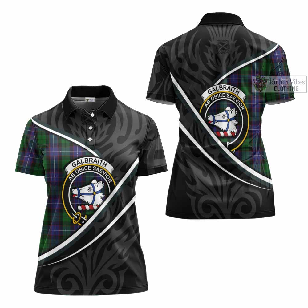 Galbraith Tartan Family Crest Women's Polo Shirt Celtic Scottish Thistle Floral - Tartan Vibes Clothing