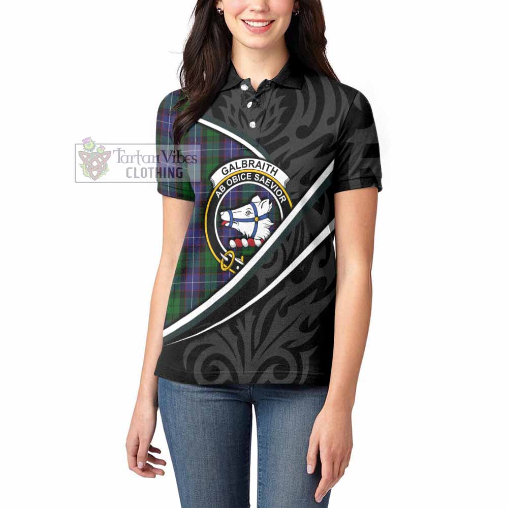 Galbraith Tartan Family Crest Women's Polo Shirt Celtic Scottish Thistle Floral - Tartan Vibes Clothing