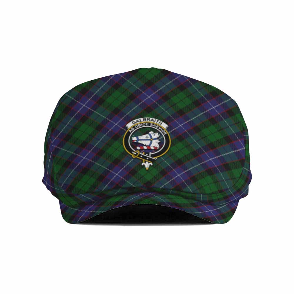 Galbraith Tartan Flat Cap, Jeff Cap Cross Style with Family Crest - Tartan Vibes Clothing
