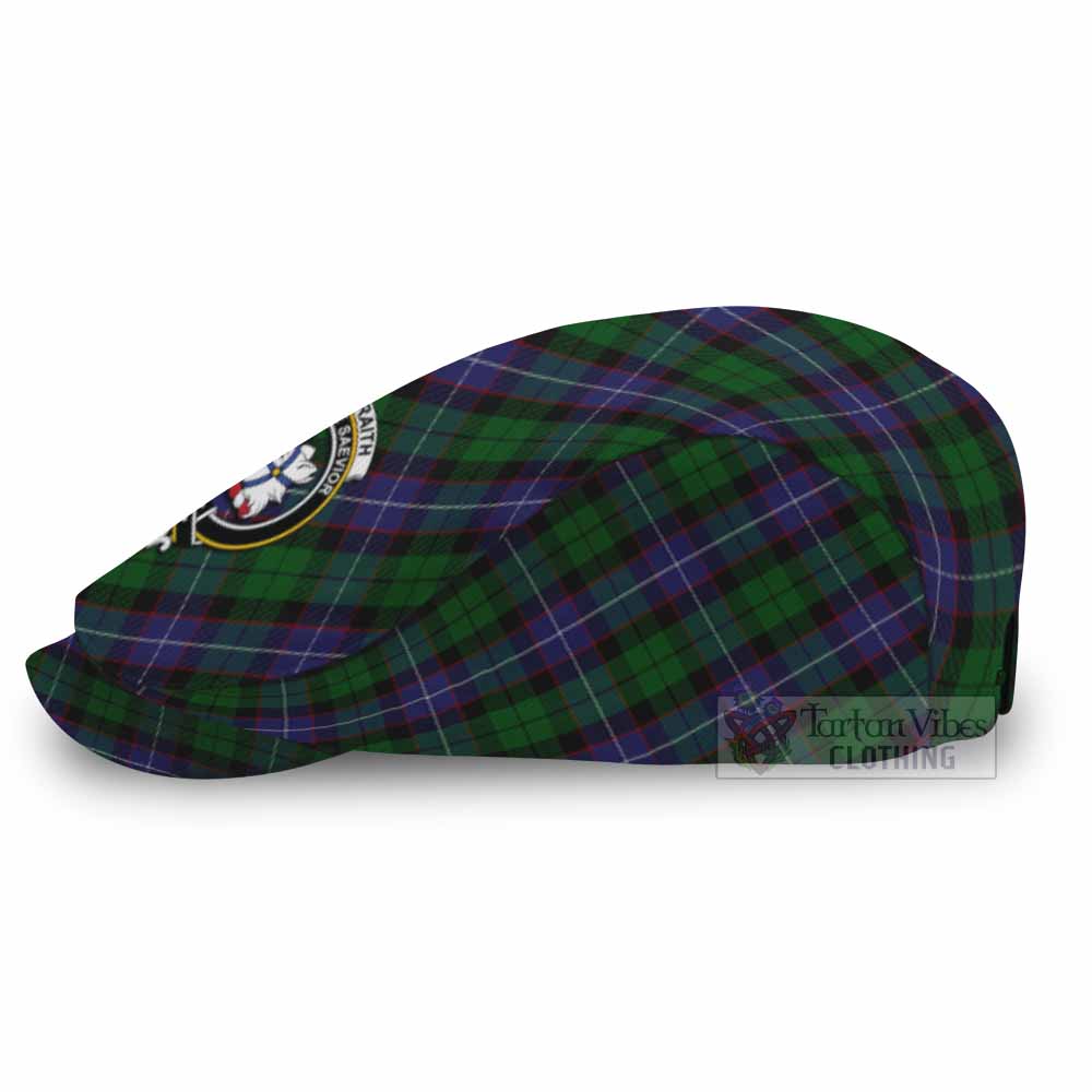 Galbraith Tartan Flat Cap, Jeff Cap Cross Style with Family Crest - Tartan Vibes Clothing