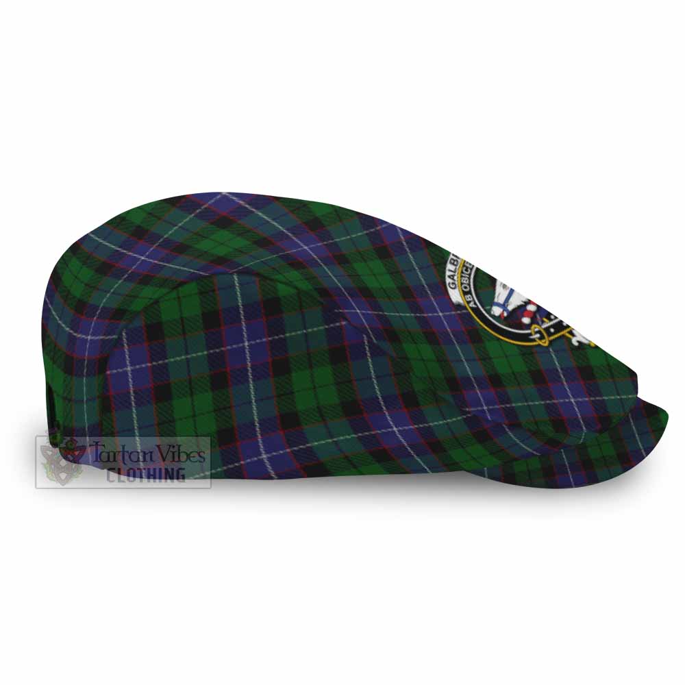 Galbraith Tartan Flat Cap, Jeff Cap Cross Style with Family Crest - Tartan Vibes Clothing