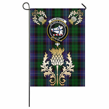 Galbraith Tartan Garden Flag with Golden Regal Scottish Thistle Emblem