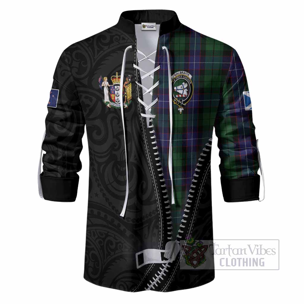 Galbraith Tartan Ghillie Shirt New Zealand Pattern Unique Zipper Stylized