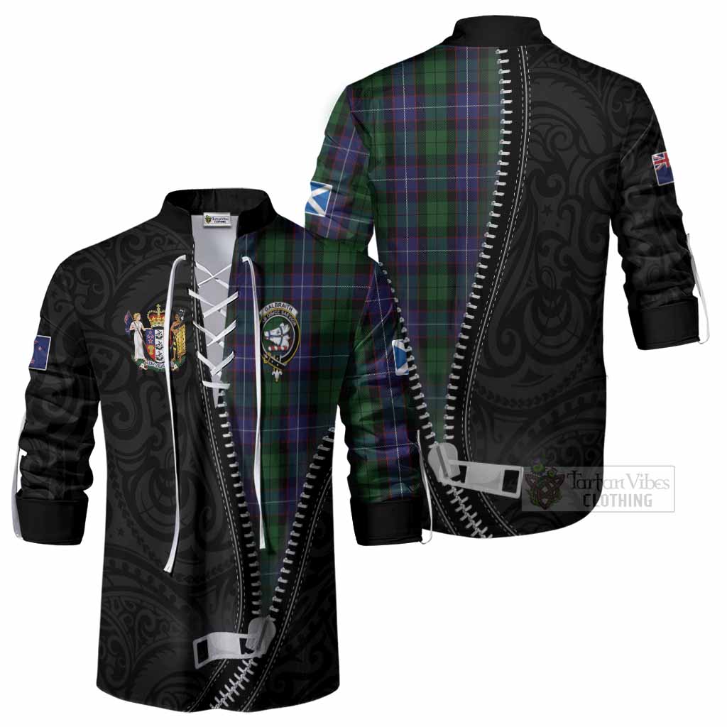 Galbraith Tartan Ghillie Shirt New Zealand Pattern Unique Zipper Stylized