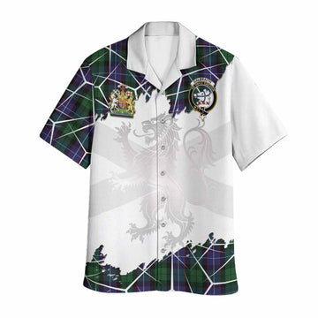 Galbraith Tartan Hawaiian Shirt with Family Crest and Lion Rampant Grunge Style