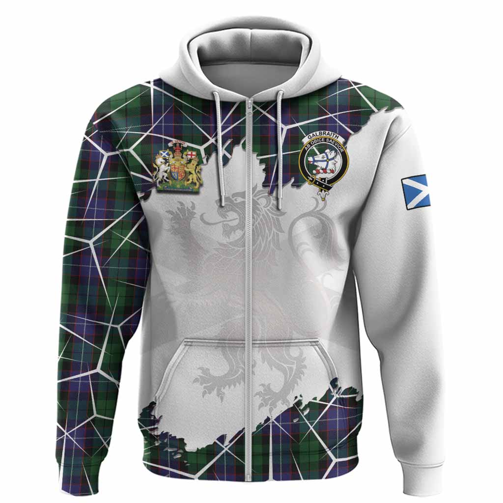 Galbraith Tartan Hoodie with Family Crest and Lion Rampant Grunge Style
