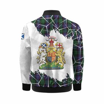 Galbraith Tartan Kid Bomber Jacket with Family Crest and Lion Rampant Grunge Style