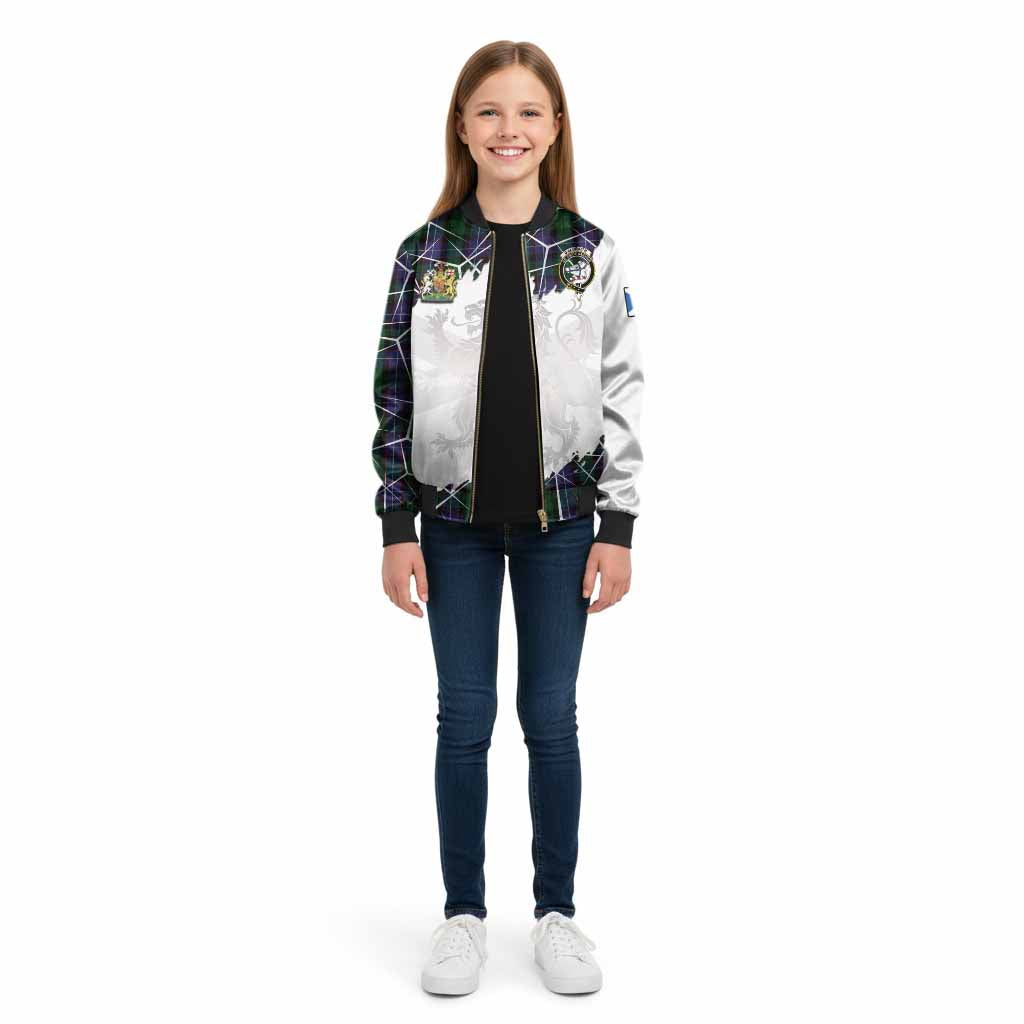 Galbraith Tartan Kid Bomber Jacket with Family Crest and Lion Rampant Grunge Style