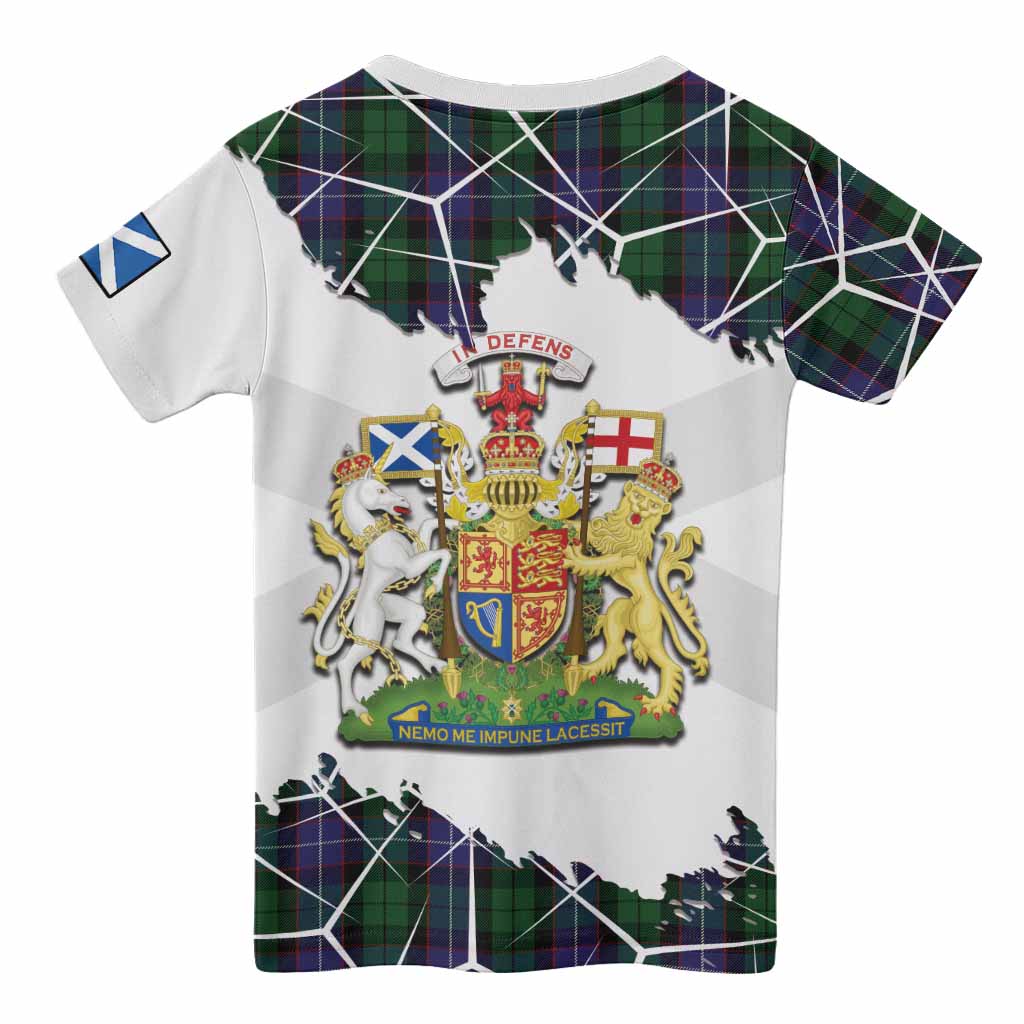 Galbraith Tartan Kid T-shirt with Family Crest and Lion Rampant Grunge Style