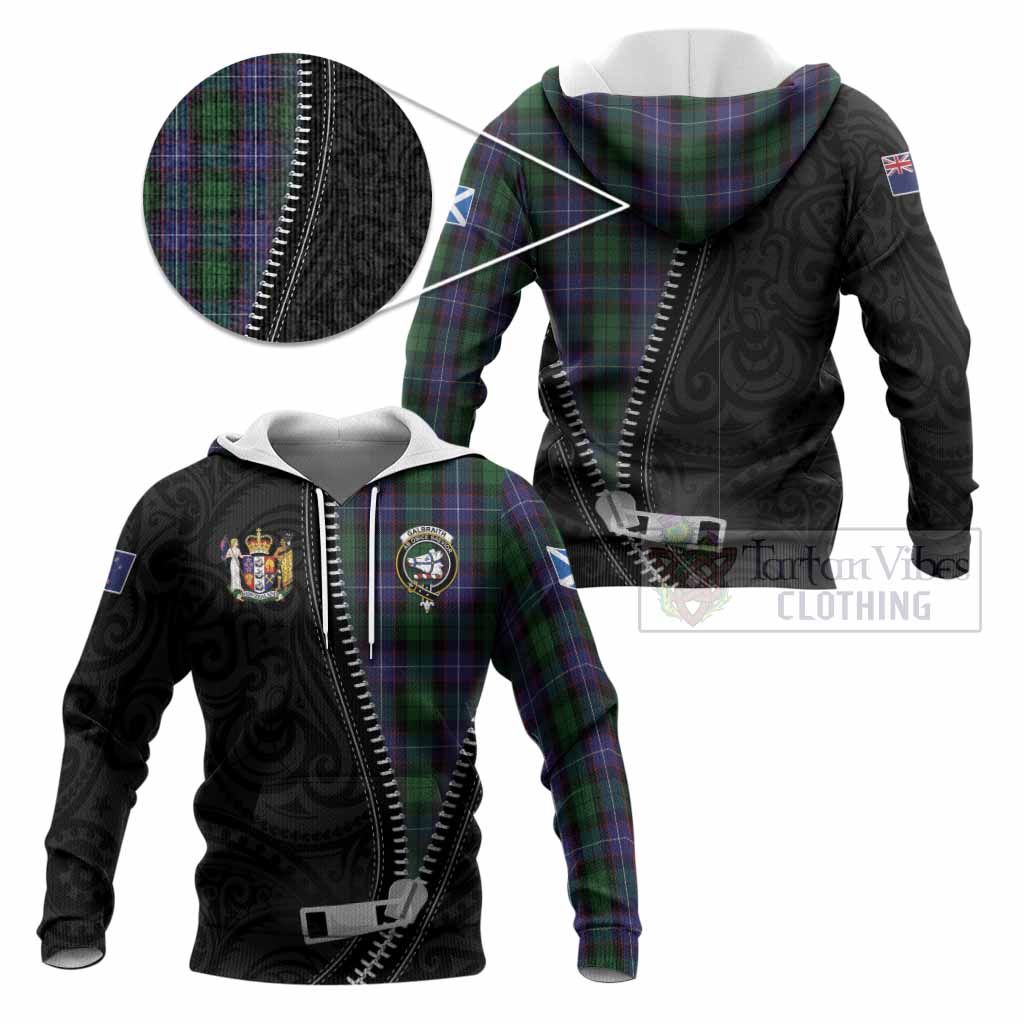 Galbraith Tartan Knitted Hoodie New Zealand Pattern Unique Zipper Stylized
