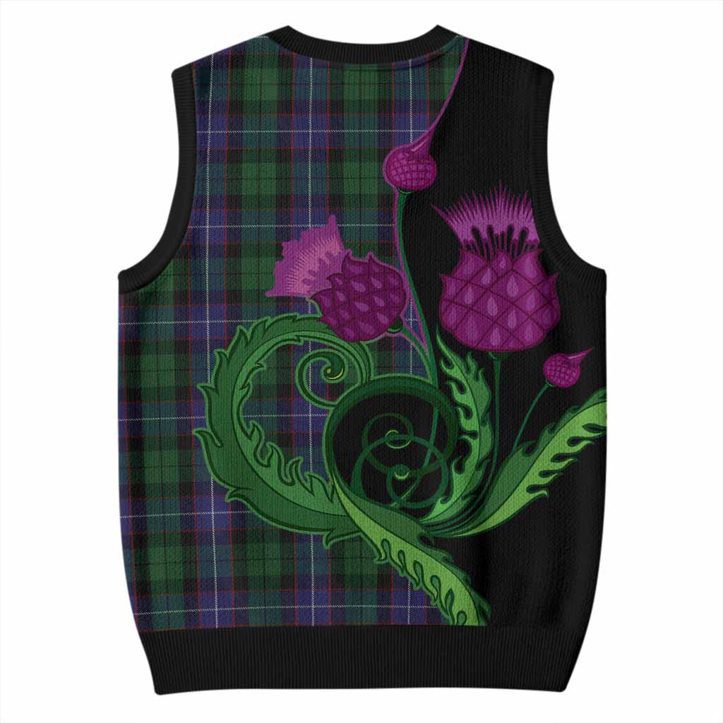 Galbraith Tartan Knitted V-Neck Vest Traditional Scottish Thistle