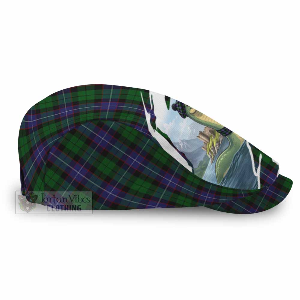 Galbraith Tartan Loch Ness Monster Scottish Heritage Art Flat Cap, Jeff Cap