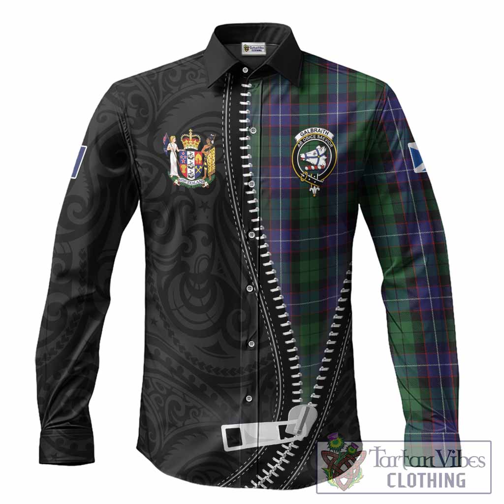 Galbraith Tartan Long Sleeve Button Shirts New Zealand Pattern Unique Zipper Stylized