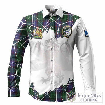 Galbraith Tartan Long Sleeve Button Shirts with Family Crest and Lion Rampant Grunge Style