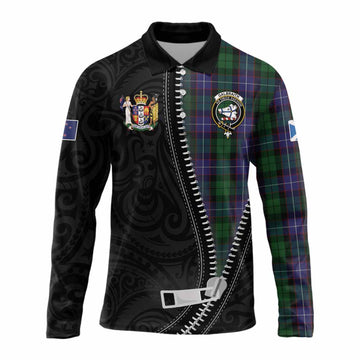 Galbraith Tartan Long Sleeve Polo Shirt New Zealand Pattern Unique Zipper Stylized