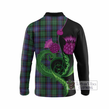 Galbraith Tartan Long Sleeve Polo Shirt Traditional Scottish Thistle