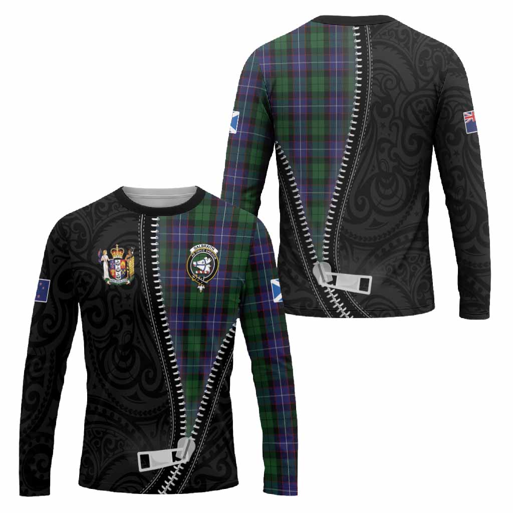 Galbraith Tartan Long Sleeve T-Shirt New Zealand Pattern Unique Zipper Stylized