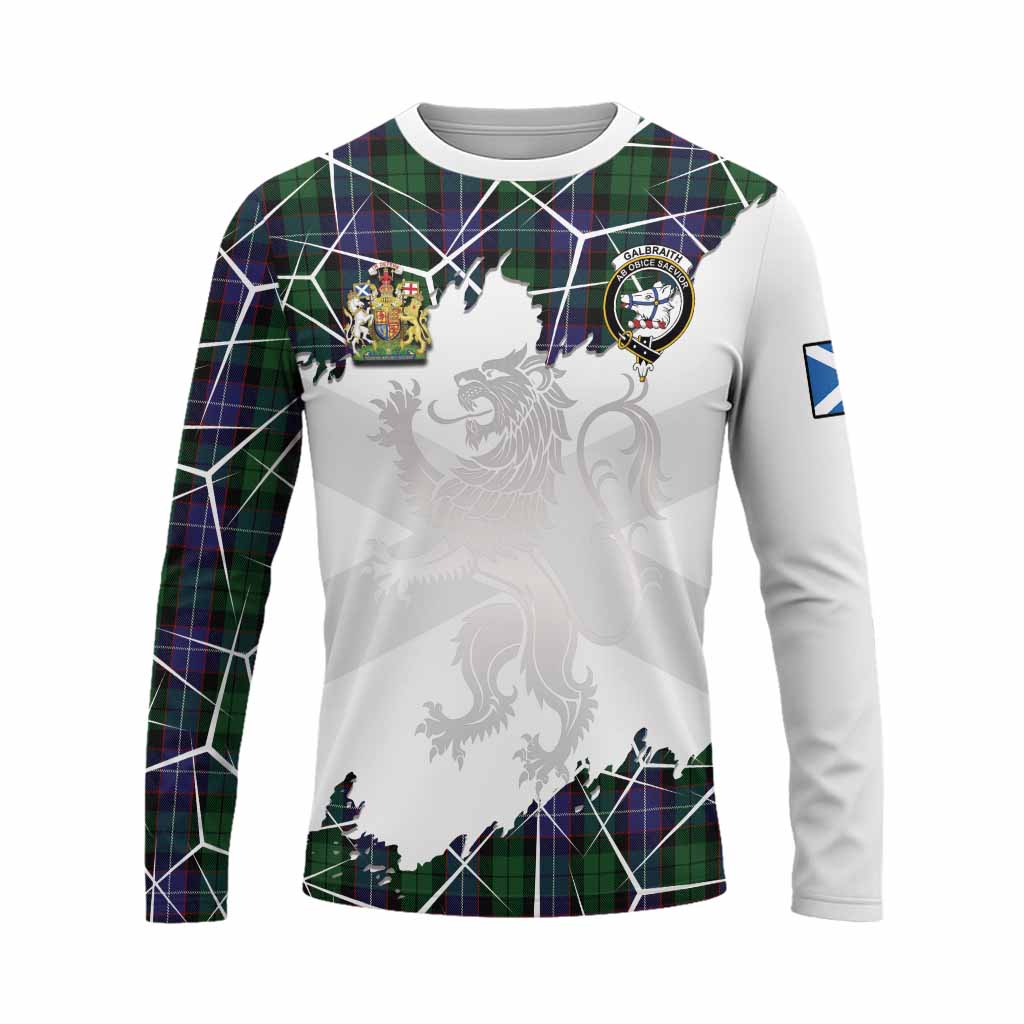 Galbraith Tartan Long Sleeve T-Shirt with Family Crest and Lion Rampant Grunge Style