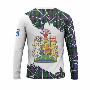 Galbraith Tartan Long Sleeve T-Shirt with Family Crest and Lion Rampant Grunge Style