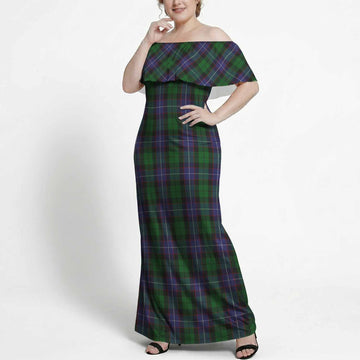 Galbraith Tartan Off Shoulder Ruffle Maxi Dress