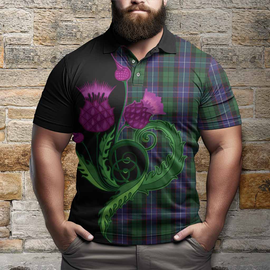 Galbraith Tartan Polo Shirt Traditional Scottish Thistle