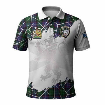 Galbraith Tartan Polo Shirt with Family Crest and Lion Rampant Grunge Style