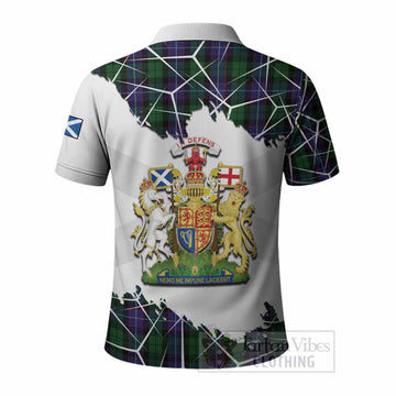 Galbraith Tartan Polo Shirt with Family Crest and Lion Rampant Grunge Style