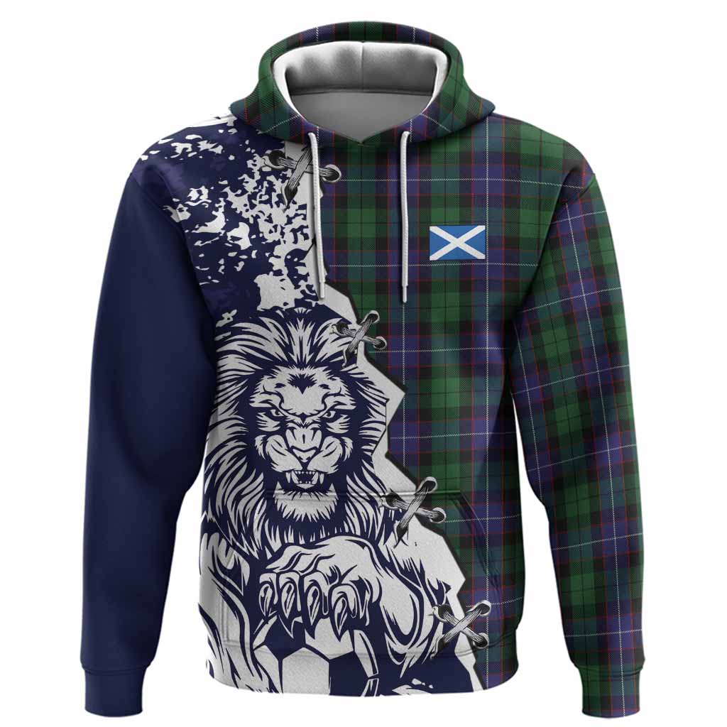 Galbraith Tartan Scottish Hoodie Angry Lion With Soccer Ball Style