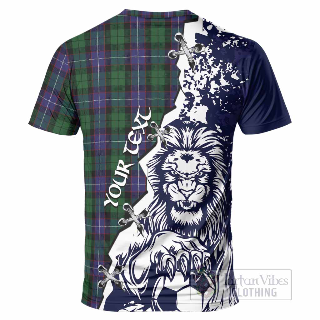 Galbraith Tartan Scottish T-Shirt Angry Lion With Soccer Ball Style