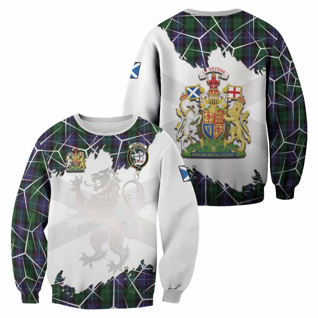 Galbraith Tartan Sweatshirt with Family Crest and Lion Rampant Grunge Style