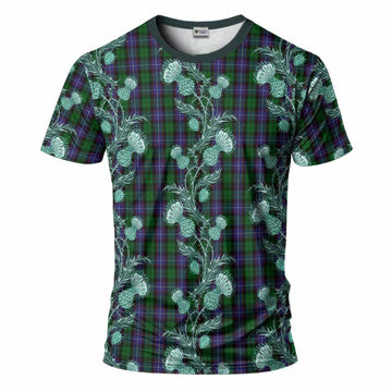 Galbraith Tartan T-Shirt Seamless Scottish Thistle Flowers
